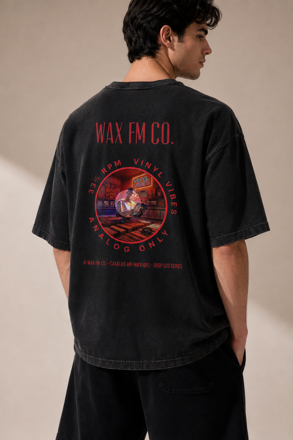 “Vinyl Wax FM Co.” Vintage Washed Tee