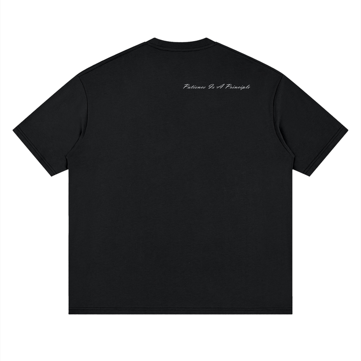 “Patience Is A Principle” Oversized Black Tee