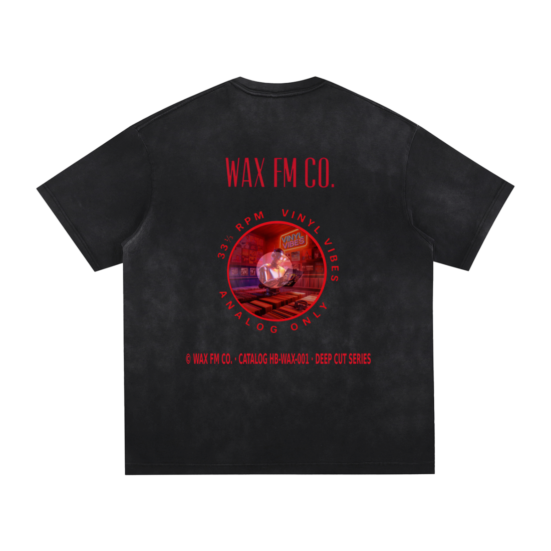“Vinyl Wax FM Co.” Vintage Washed Tee