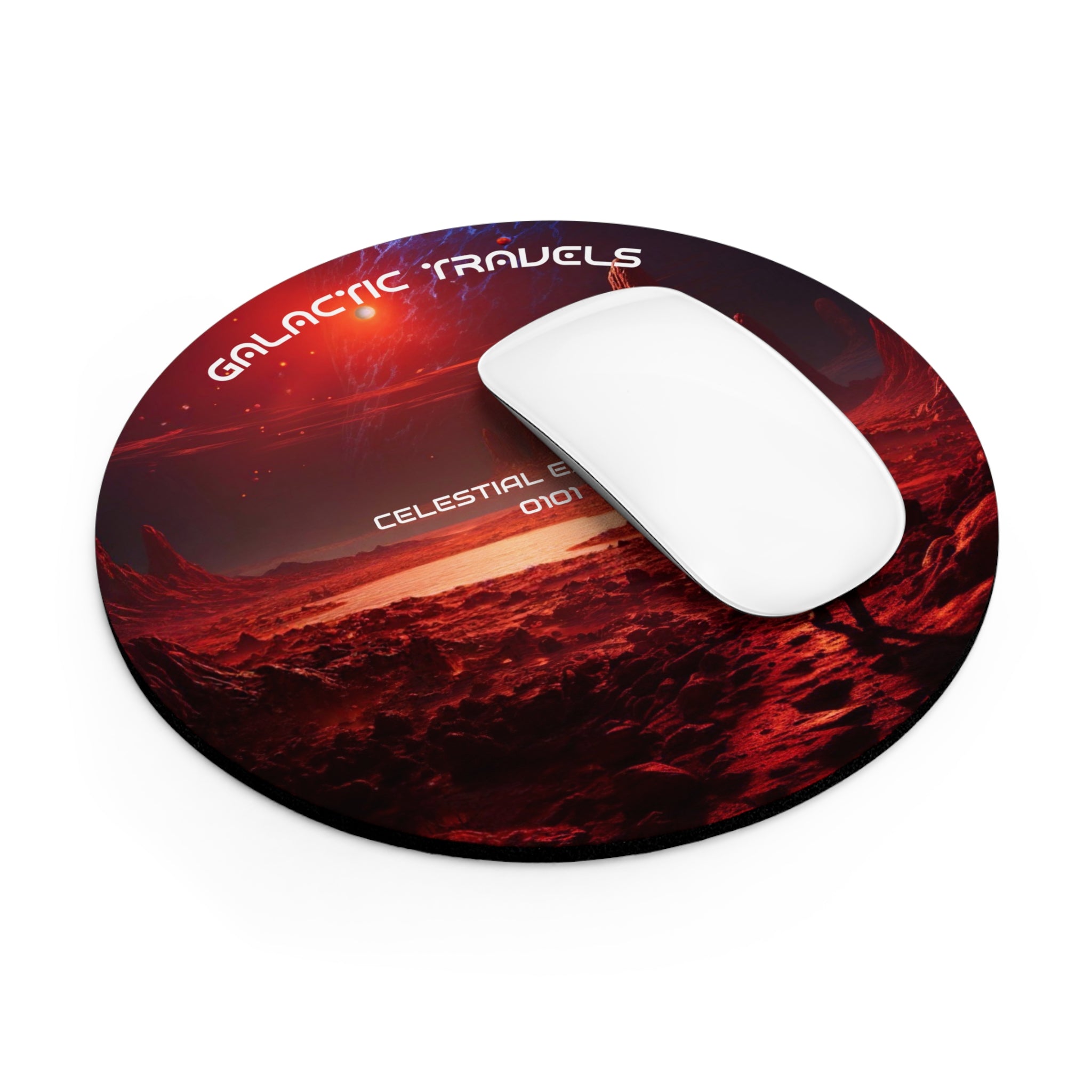 Round Mouse Pad, Red Horizon Mouse Pad