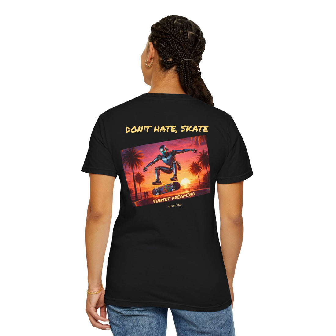 "Sunset Shred: Robo El Skateboarder" Tee Odyssey Retro Collection