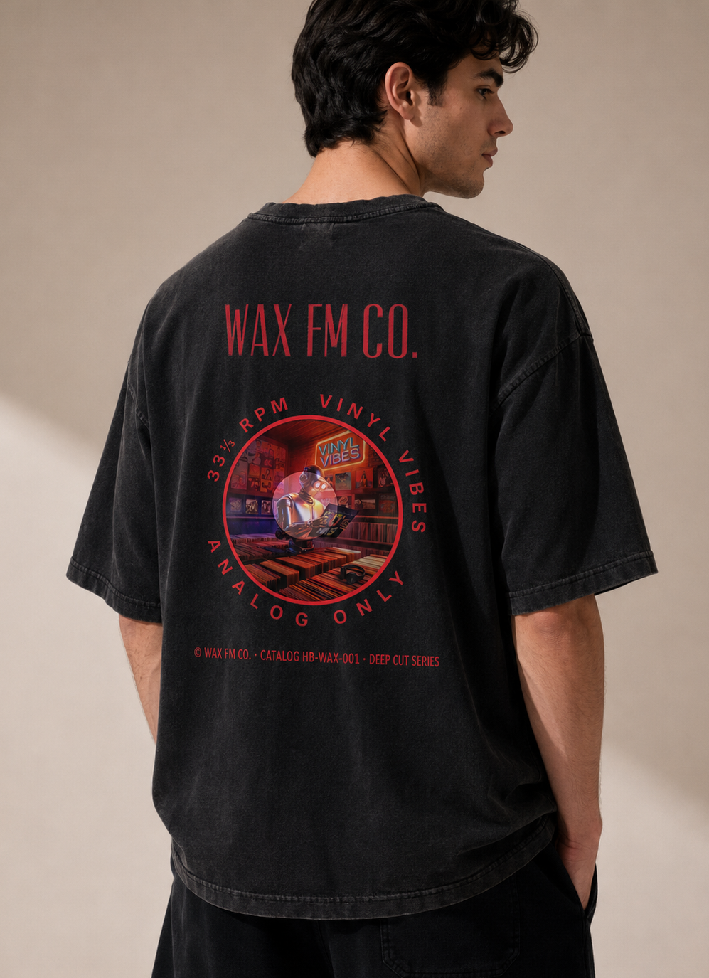 “Vinyl Wax FM Co.” Vintage Washed Tee