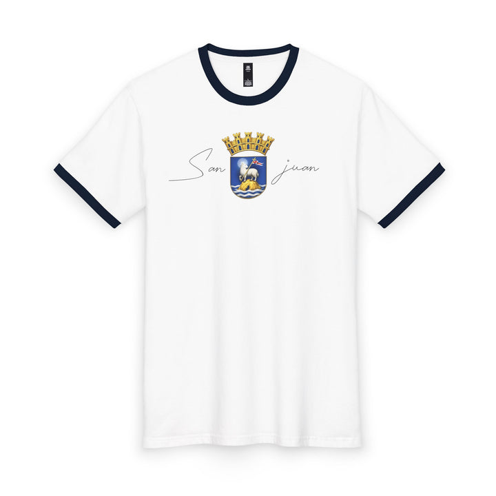 San Juan Crest Ringer Tee — Vintage City Coat of Arms T-Shirt