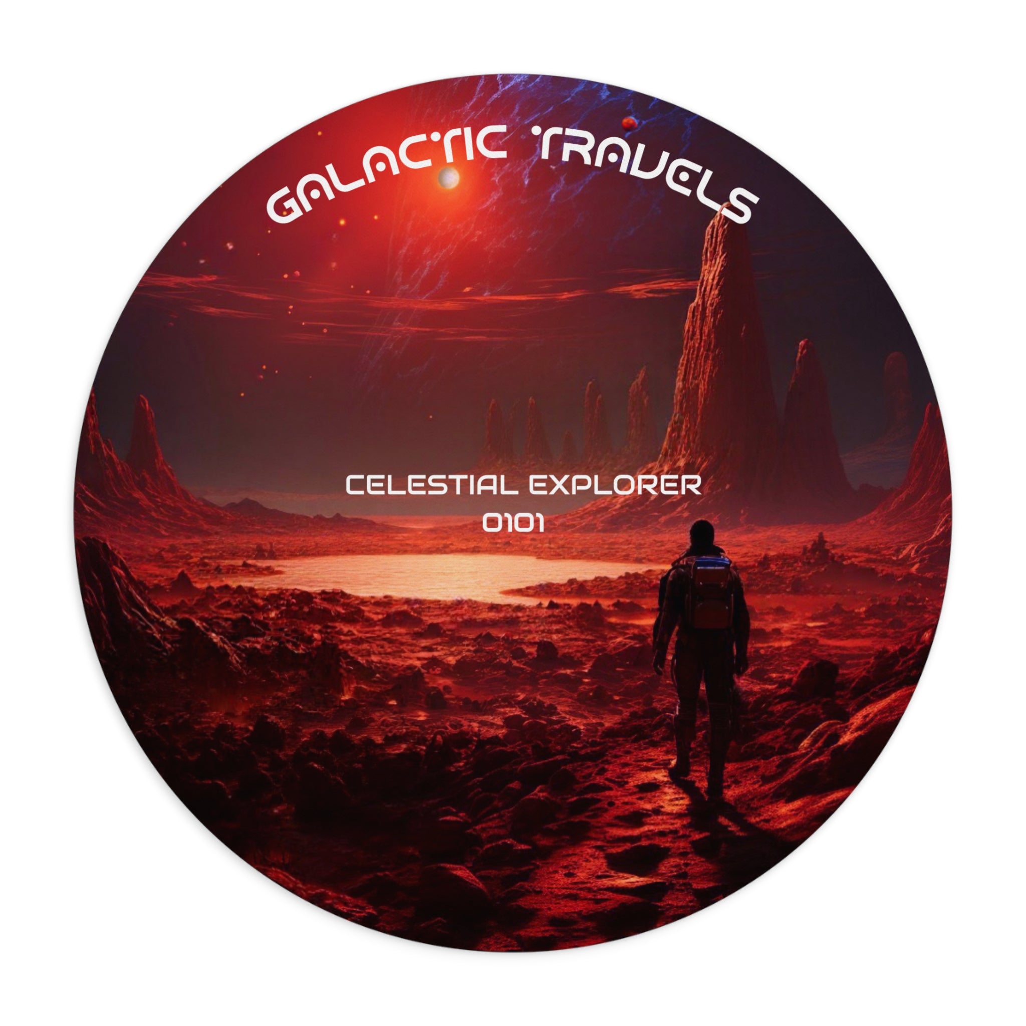Round Mouse Pad, Red Horizon Mouse Pad