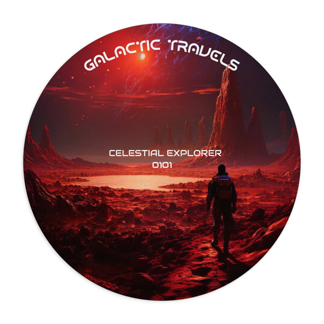 Round Mouse Pad, Red Horizon Mouse Pad
