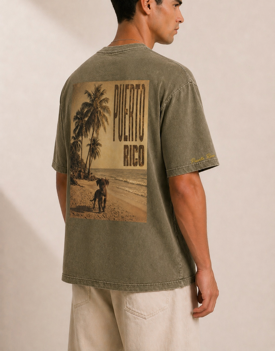 Puerto Rico Vintage Beach Tee, Oversized Cotton T-Shirt