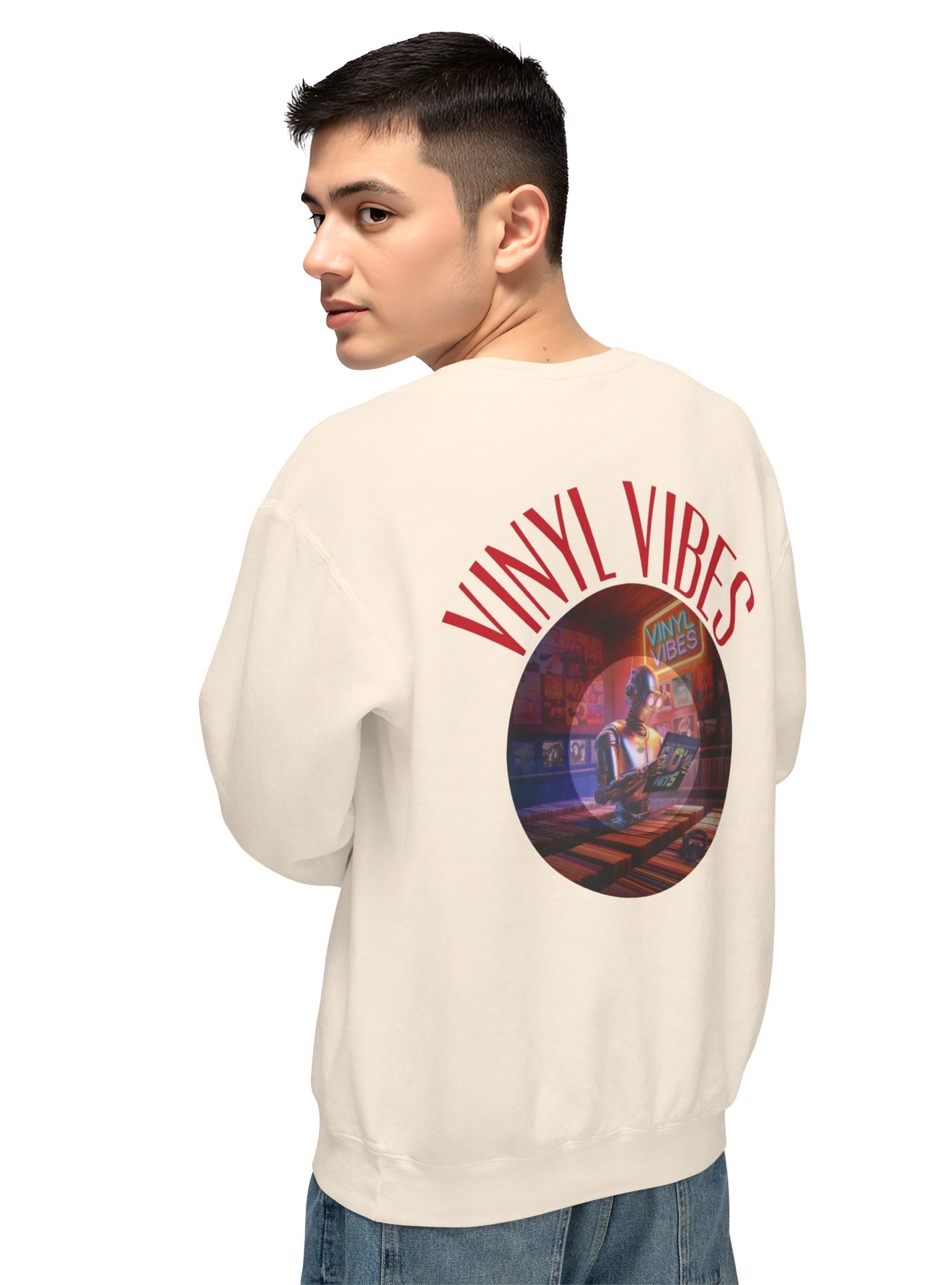Retro Robot Record-Shop Sweatshirt