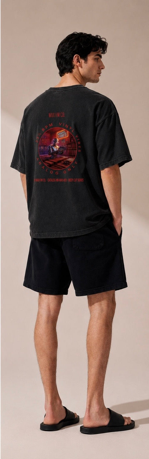“Vinyl Wax FM Co.” Vintage Washed Tee