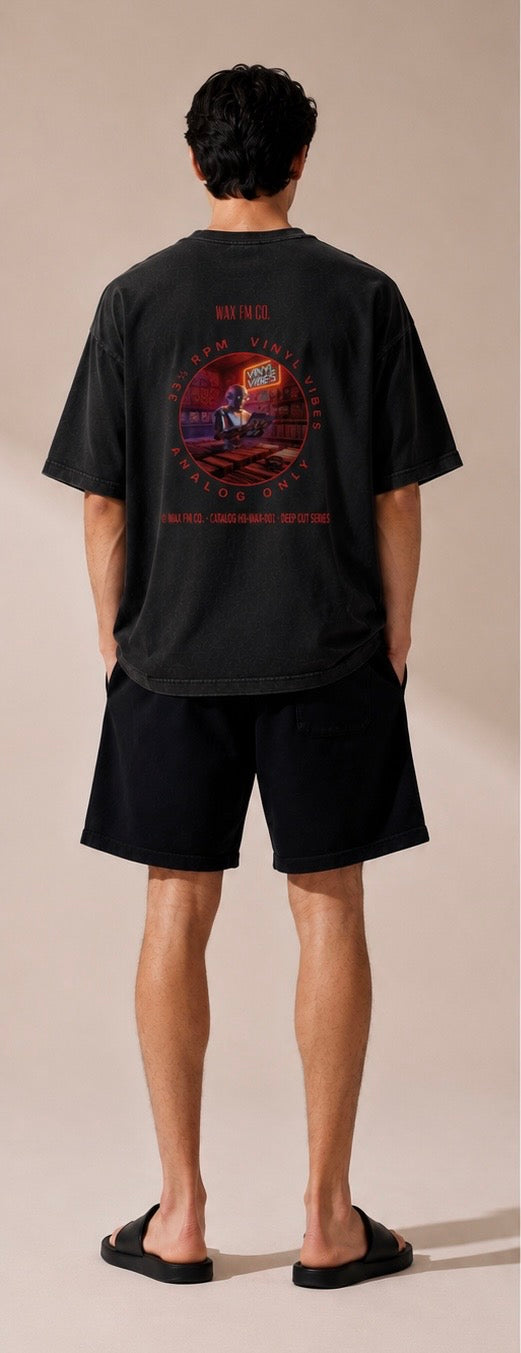 “Vinyl Wax FM Co.” Vintage Washed Tee