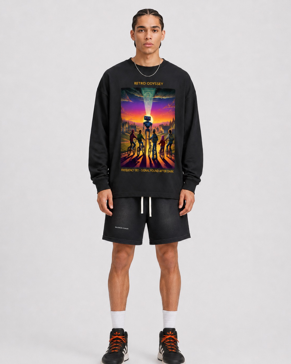 "Silence Chaos" Sun Fade Shorts