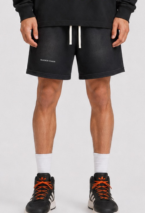 "Silence Chaos" Sun Fade Shorts
