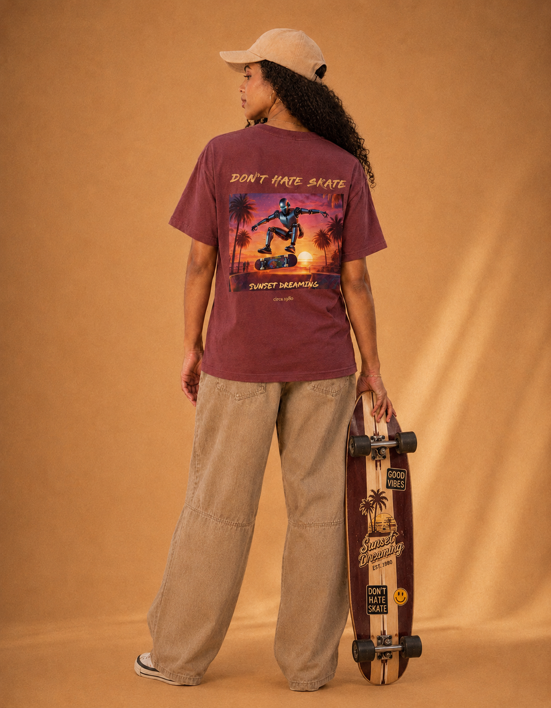 "Sunset Shred: Robo El Skateboarder" Tee Odyssey Retro Collection
