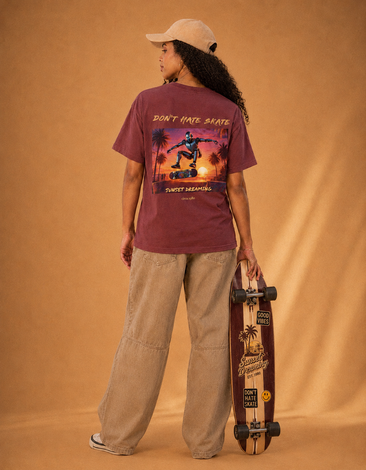 "Sunset Shred: Robo El Skateboarder" Tee Odyssey Retro Collection