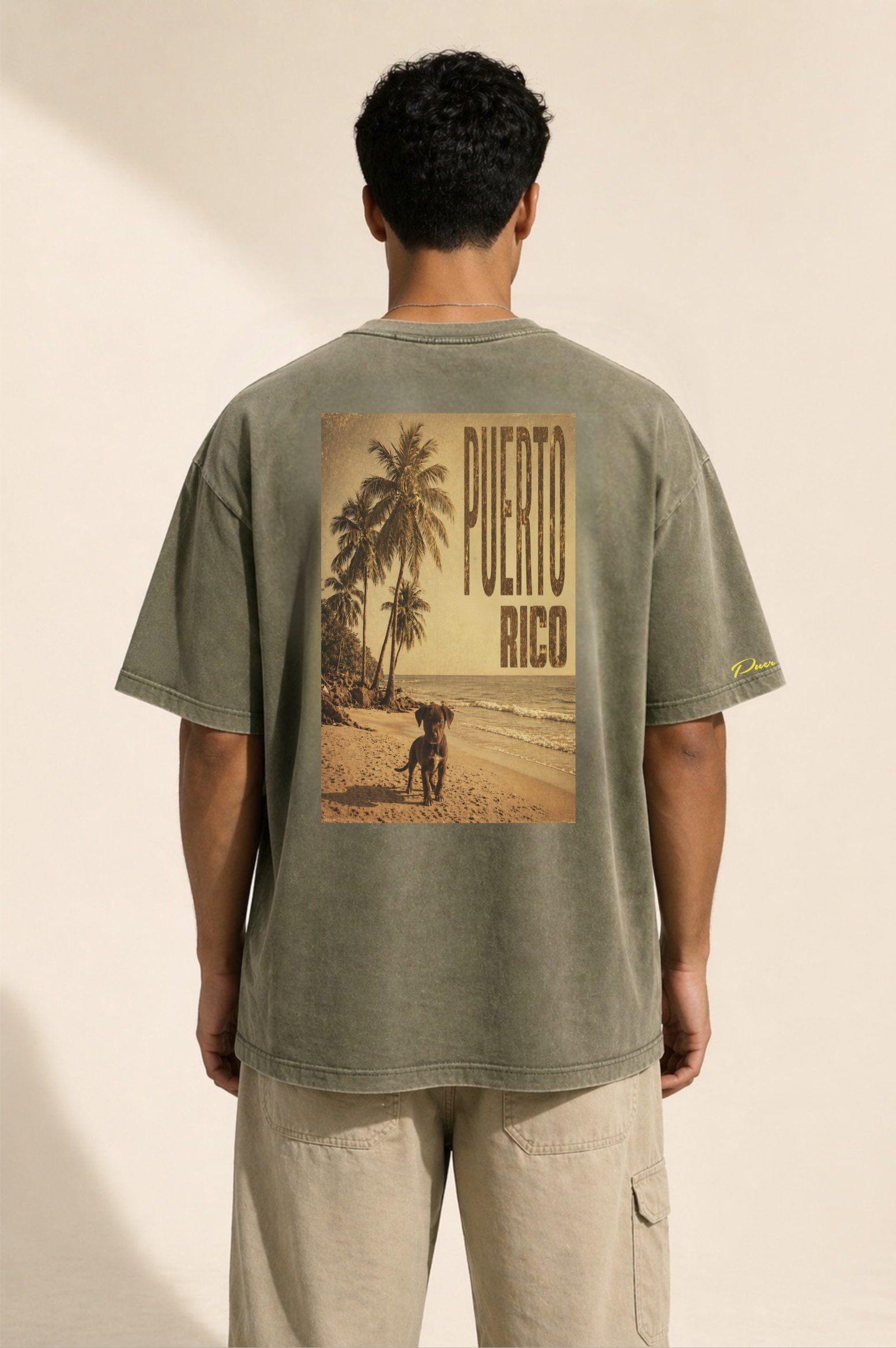 Puerto Rico Vintage Beach Tee, Oversized Cotton T-Shirt