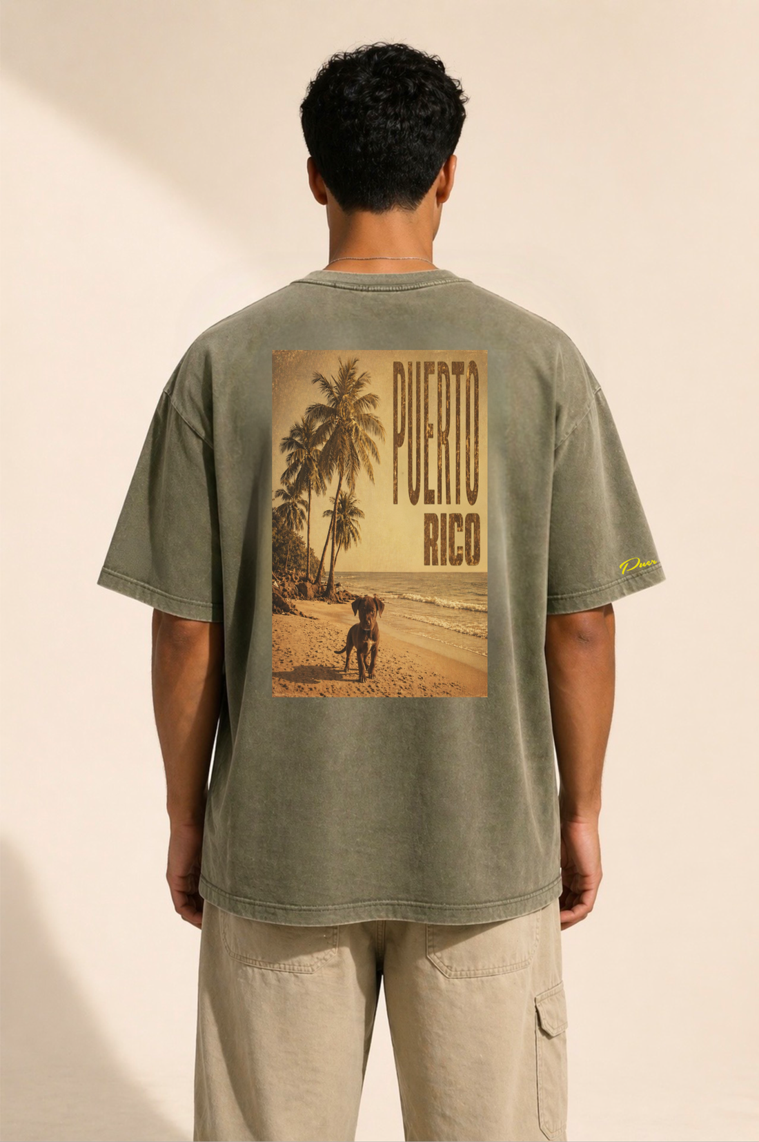 Puerto Rico Vintage Beach Tee, Oversized Cotton T-Shirt