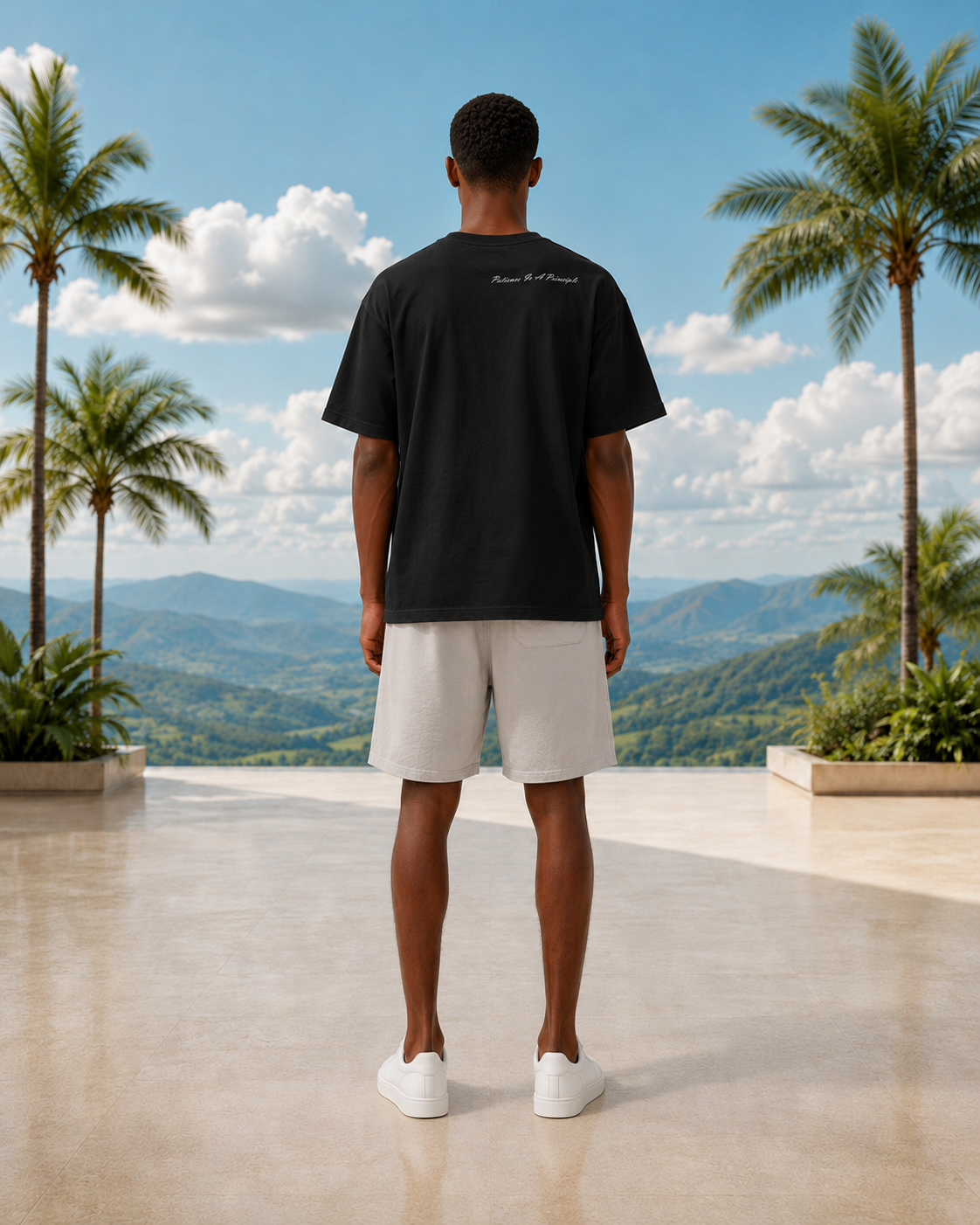 Patience Is A Principle Oversized Black Tee